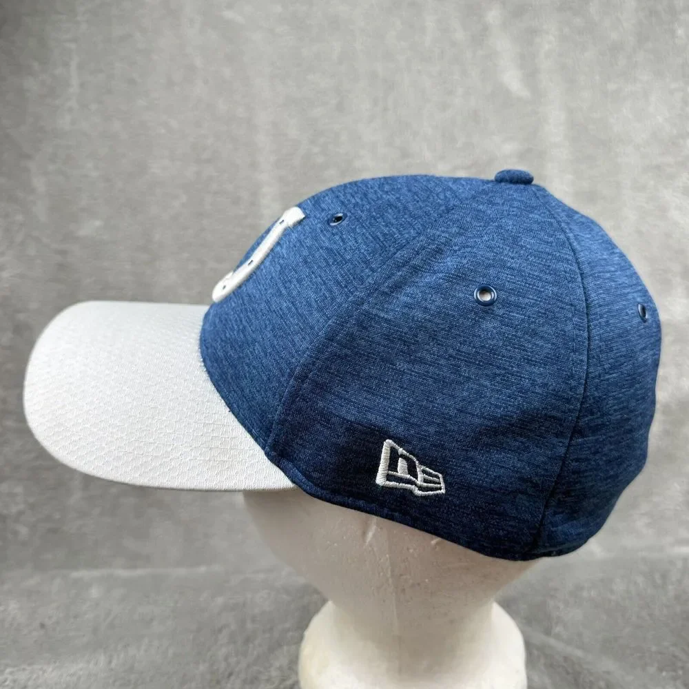Indianapolis Colts New Era Fitted Hat Mens M/L Embroidered NFL Blue & White‎ EUC